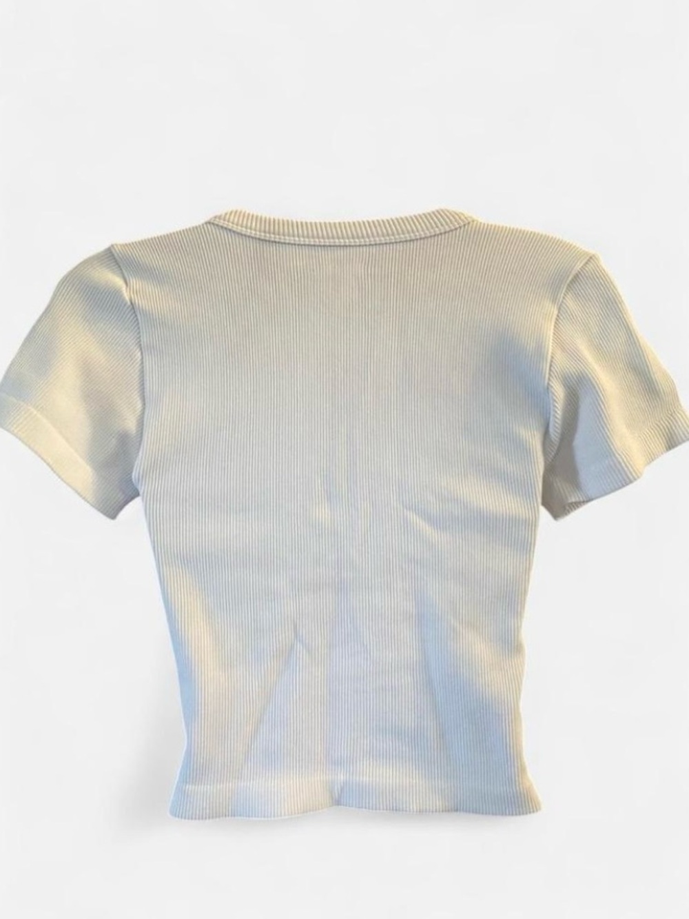 White Ribbed Zip Up Crop Top - Picture 3 of 5